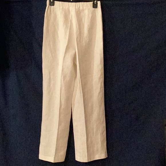 NWT LISBETH white elastic waist band flat front linen pants # S. - Picture 10 of 11